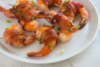 Spicy Maple Bacon Wrapped Shrimp