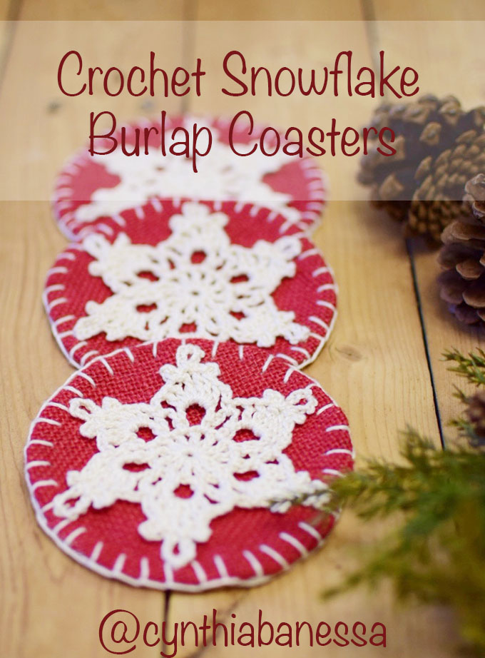 Snowflake Crochet Burlap Coaster